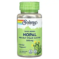Solaray, True Herbs, нопал, кактус з опунцією, 500 мг, 100 вегетаріанських капсул