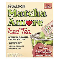Fit & Lean, Чай з льодом Matcha Amore, персиковий чай, 10 пакетиків у стиках по 4,7 г (0,17 унції) оригінал