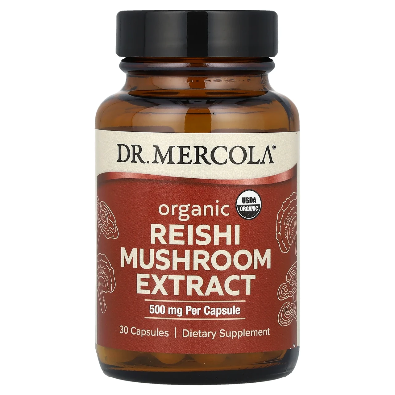 Dr. Mercola, Органічний екстракт грибів рейші, 500 мг, 30 капсул, Київ