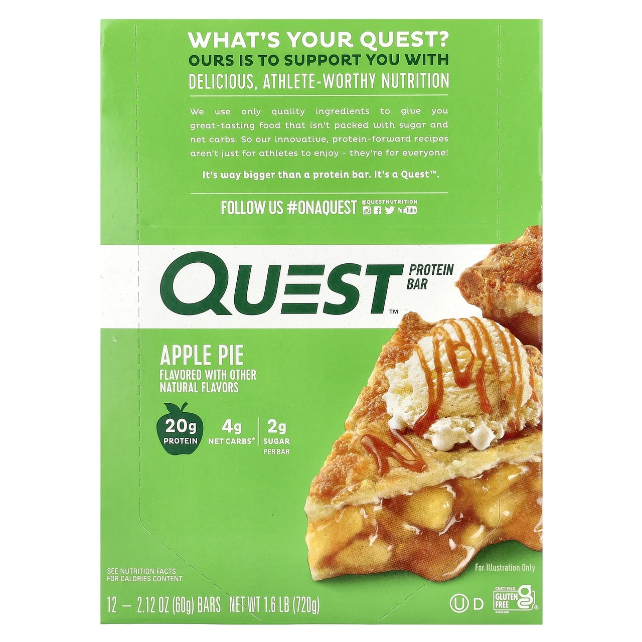 Quest Nutrition, Protein Bar, яблучний пиріг, 12 батончиків, 60 г (2,12 унції) кожен, Київ