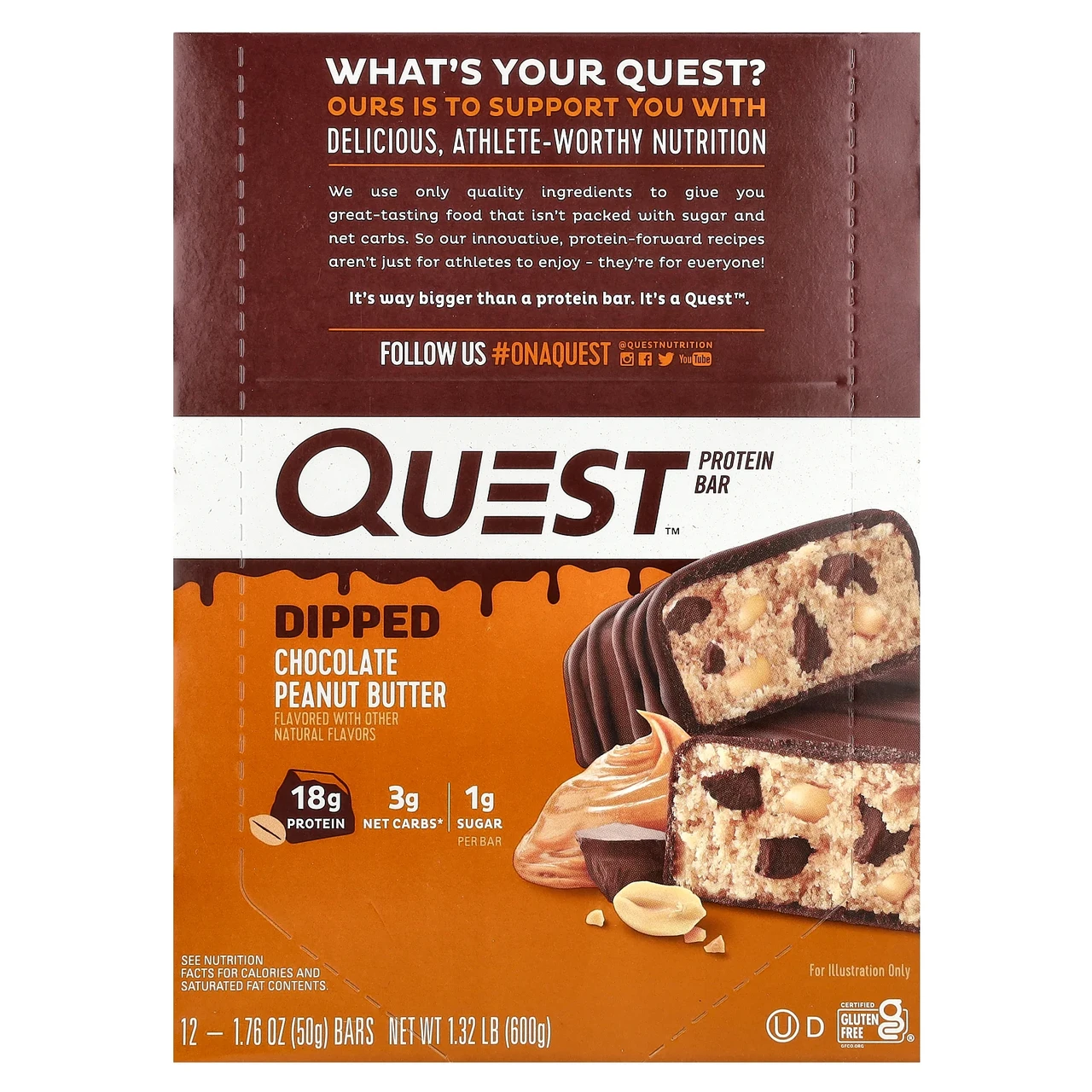 Quest Nutrition, протеїновий батончик, шоколад з арахісовою пастою в глазурі, 12 шт. по 50 г (1,76 унції) Київ, Київ