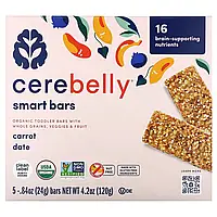 Cerebelly, Smart Bars, органічні батончики для малюків, з морквяним фііком, 5 батончиків, по 24 г (0,84 Дніпро