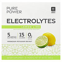 Dr. Mercola, Pure Power, електроліти, зі смаком лимона та лайма, 30 пакетиків по 8 г (0,28 унції)