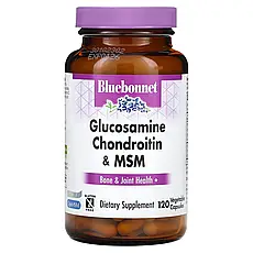 Bluebonnet Nutrition, Глюкозамін, хондроїтин і МСМ, 120 рослинних капсул, Київ