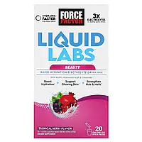 Force Factor, Liquid Labs Beauty, суміш для швидкого зволоження й електролітів, тропічні ягоди, 20 Дніпро