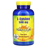 Nature's Life, L-лізин, 500 мг, 250 рослинних капсул