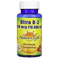 Nature's Life, Ultra D-3, 250 мкг (10 000 МО), 100 м'яких таблеток