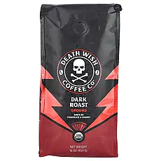 Death Wish Coffee, Найміцніша у світі кава, мелена, темного обсмажування, 454 г (16 унцій), Київ