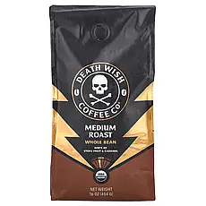 Death Wish Coffee, The World's Strongest Coffee, цільні зерна, середнє обсмажування, 454 г (16 унцій), Київ