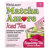 Fit & Lean, Чай з льодом Matcha Amore, малиновий чай, 10 пакетиків у стиках по 4,5 г (0,16 унції)