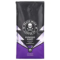 Death Wish Coffee, Найміцніша у світі кава, мелена, обсмажування еспресо, темна, 396 г (14 унцій), Київ