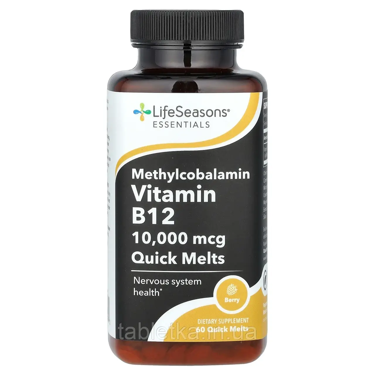 LifeSeasons, Essentials, метилкобаламін і вітамін B12, ягоди, 10 000 мкг, 60 швидкорозчинних інгредієнтів