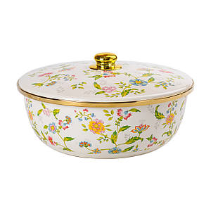 Емальована каструля без ручок на 5.5 л у вінтажному стилі