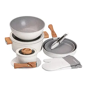 Набір посуду на 11 предметів з антипригарним покриттям Elamina білий