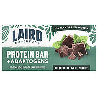Laird Superfood, Протеїновий батончик + адаптогени, шоколадно-м'ята, 10 батончиків по 45 г (1,6 унції)