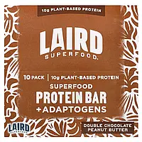 Laird Superfood, Протеїновий батончик Superfood + адаптогени, подвійний шоколад з арахісовою пастою, 10
