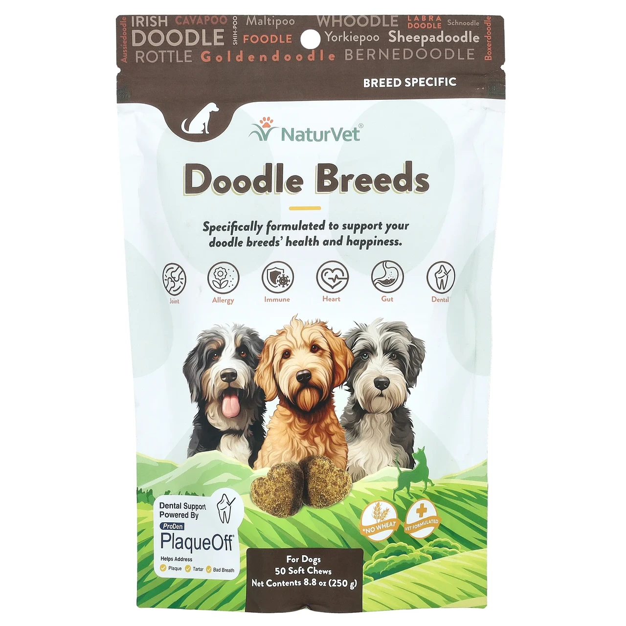 NaturVet, Doodle Breeds, For Dogs, Hickory Smoked Bacon, 50 Soft Chews, 8.8 oz (250 g), Київ