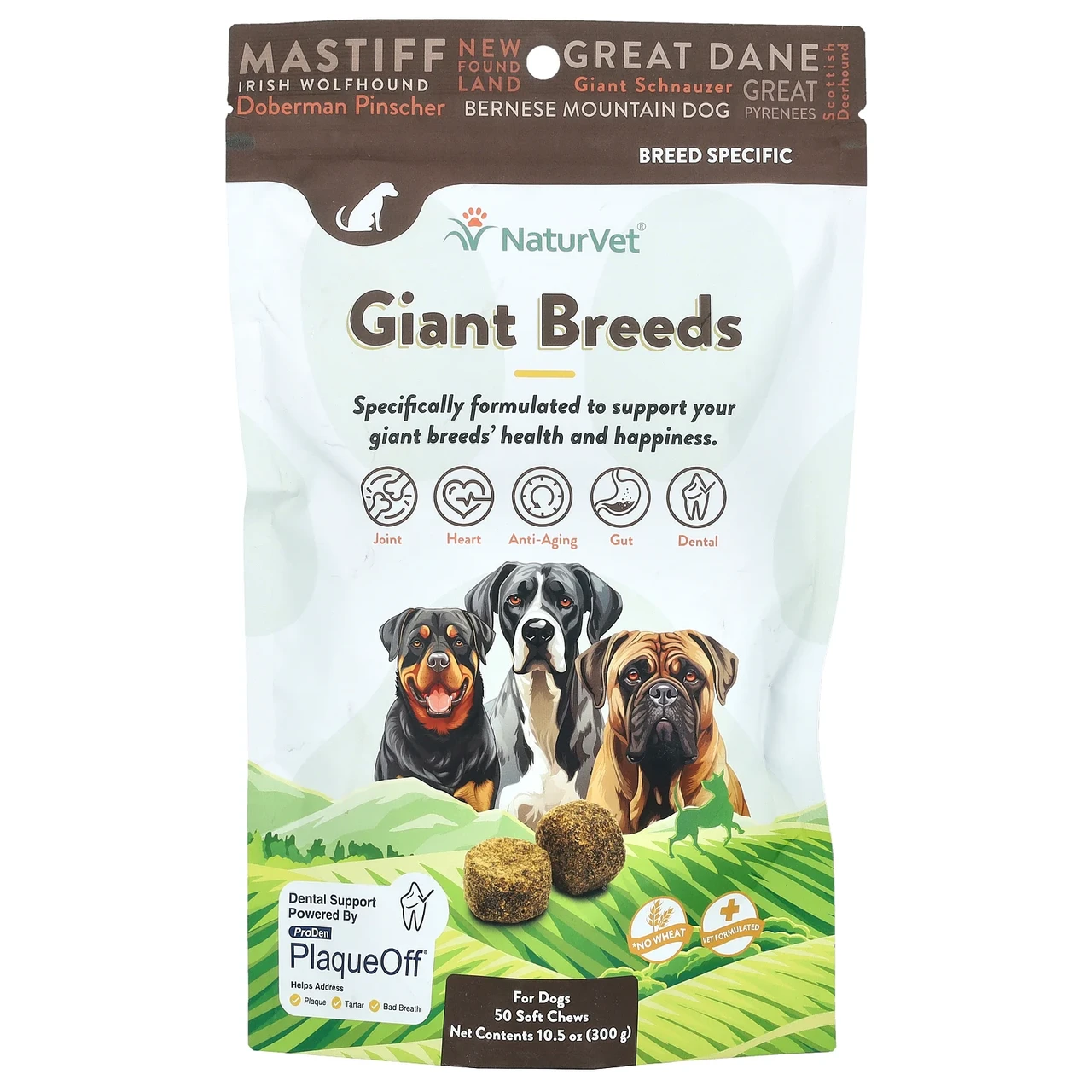 NaturVet, Giant Breeds, For Dogs, Hickory Smoked Bacon, 50 Soft Chews, 10.5 oz (300 g), Київ
