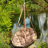 Одномісні садові гойдалки, Підвісне крісло гамак для квартири та дачі діаметр 95 см, Гойдалка для відпочинку, фото 4