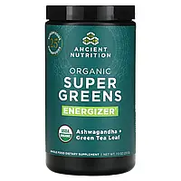 Dr. Axe/Ancient Nutrition, Organic Super Greens, джерело енергії, ашваганда та листя зеленого чаю, 213 г Дніпро