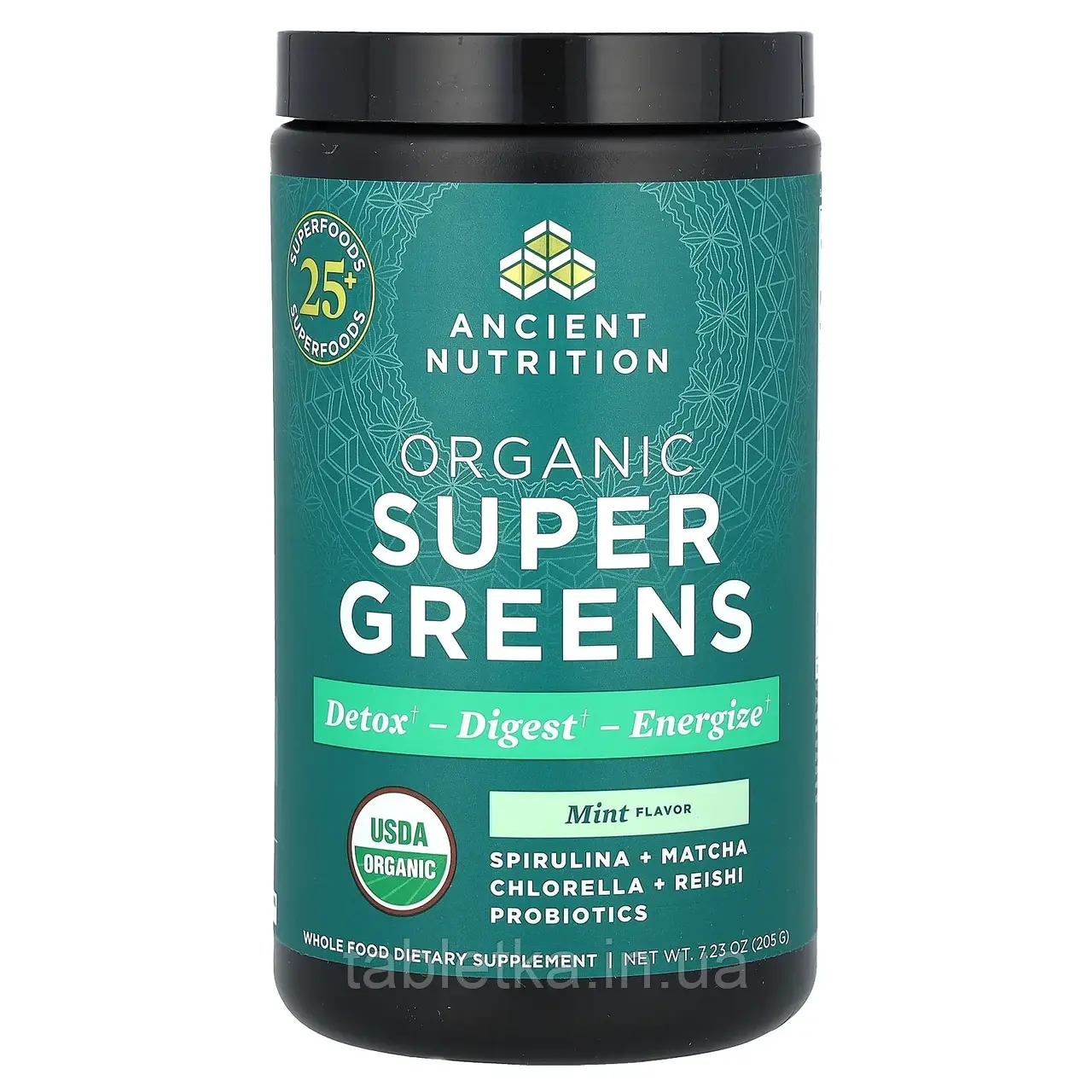 Dr. Axe/Ancient Nutrition, Органічна суперзелена, м'ята, 205 г (7,23 унції) Дніпро Дніпро