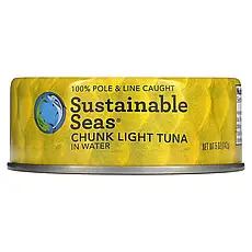 Sustainable Seas, Шматочки світлого тунця у воді, 142 г (5 унцій), Київ