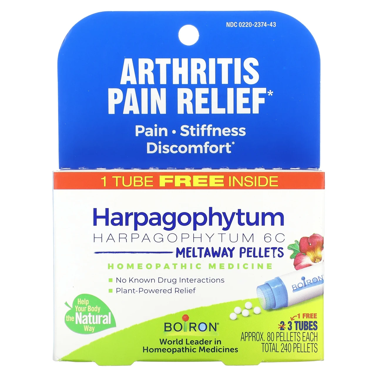 Boiron, Гранули з гарпагофітуму (Harpagophytum Meltaway), 3 тюбики, 80 гранул у кожному, Київ, фото 1