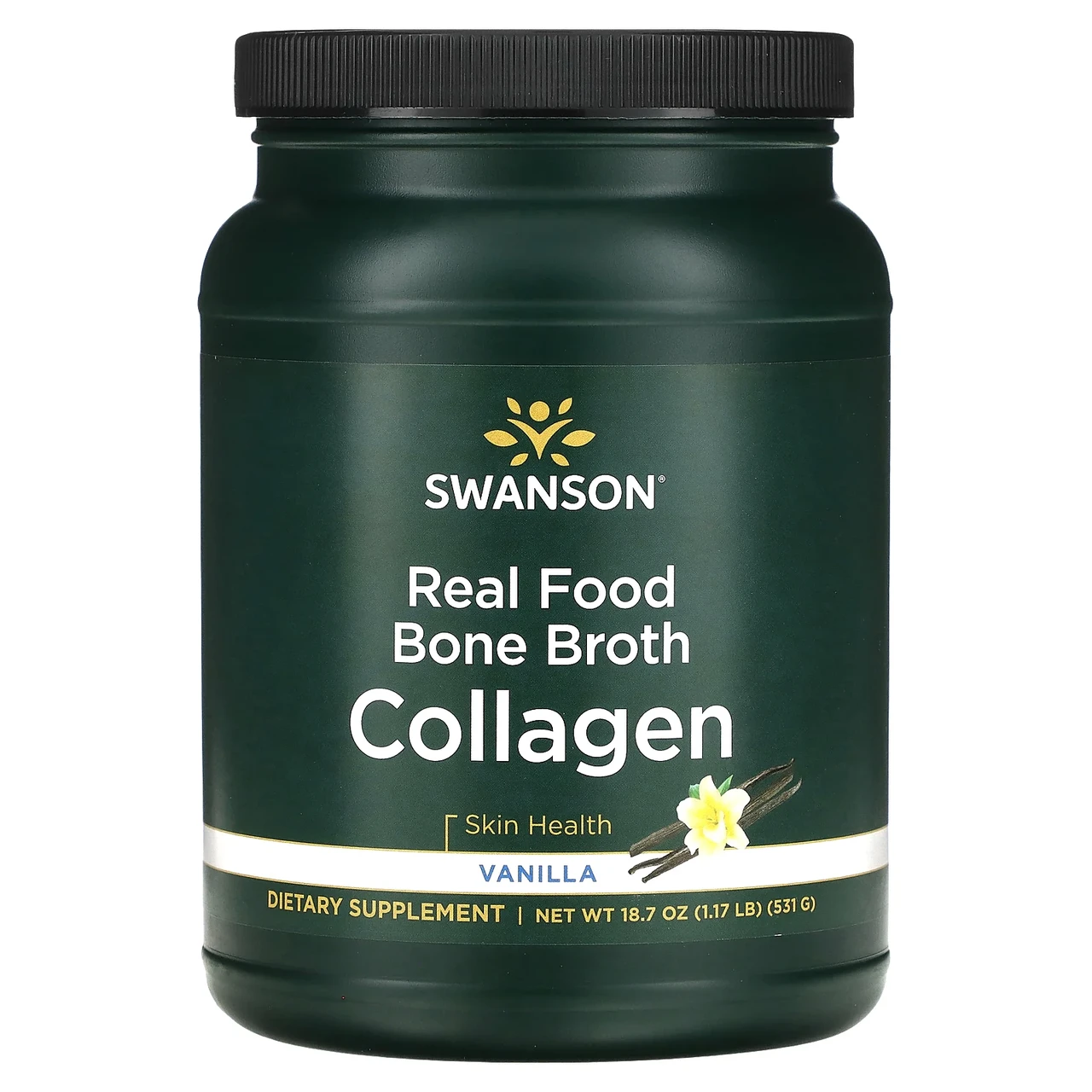 Swanson, Real Food Bone Broth Collagen, ваніль, 531 г (1,17 фунта), Київ, фото 1