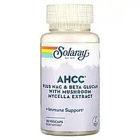 Solaray, AHCC Plus NAC і бета-глюкан з екстрактом грибного міцелія, 30 рослинних капсул Черкаси, Полтава,