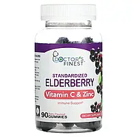 Doctor's Finest, Стандартизована бузина, вітамін C і цинк, ягоди, 90 жувальних таблеток Дніпр