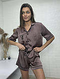 Стильна шовкова піжама рубашка шорти, фото 2