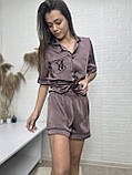 Стильна шовкова піжама рубашка шорти, фото 5