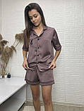 Стильна шовкова піжама рубашка шорти, фото 6