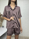 Стильна шовкова піжама рубашка шорти, фото 7