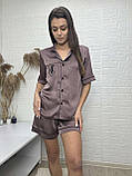 Стильна шовкова піжама рубашка шорти, фото 8