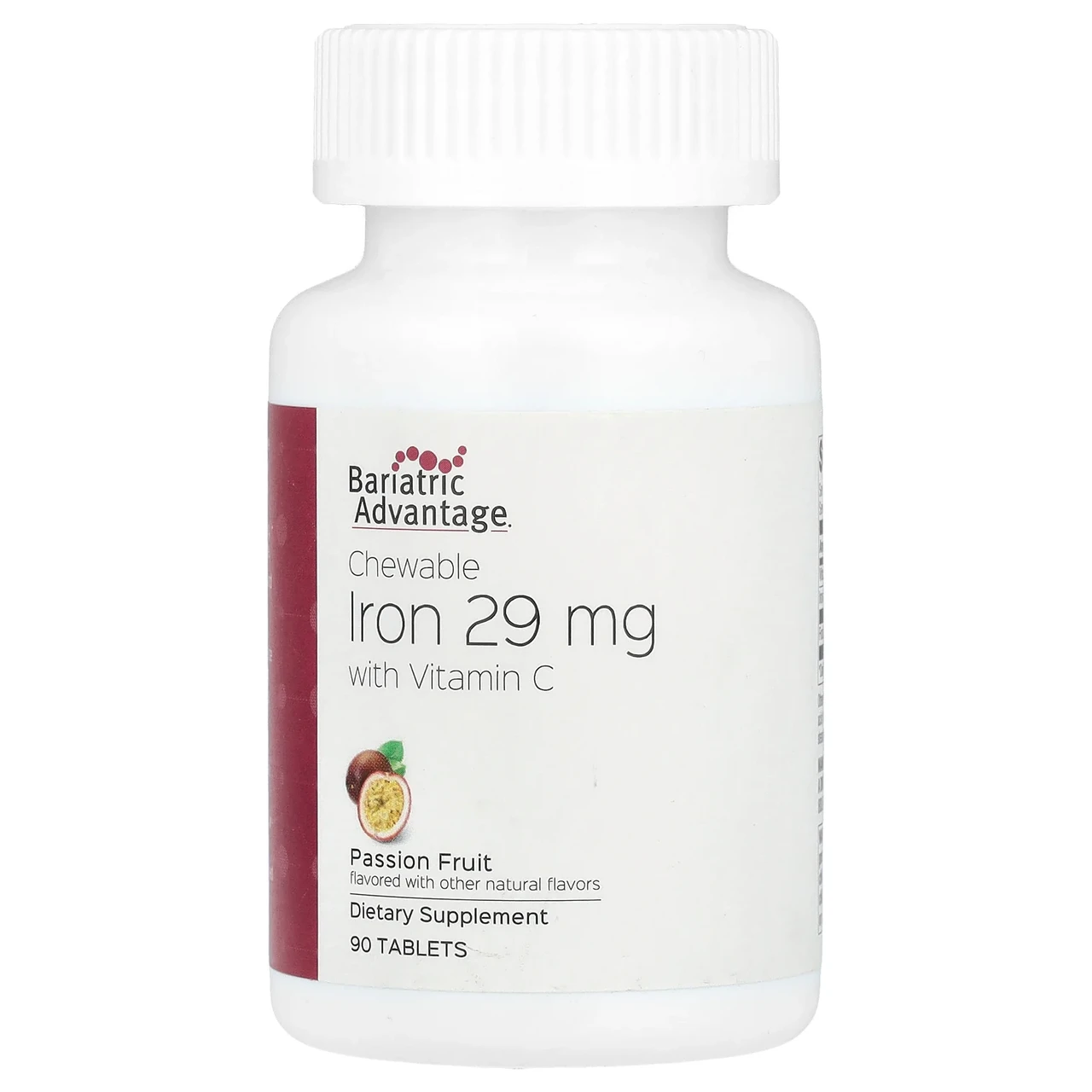 Bariatric Advantage, Залізо з вітаміном C, жувальна маракуя, 90 таблеток, Київ, фото 1