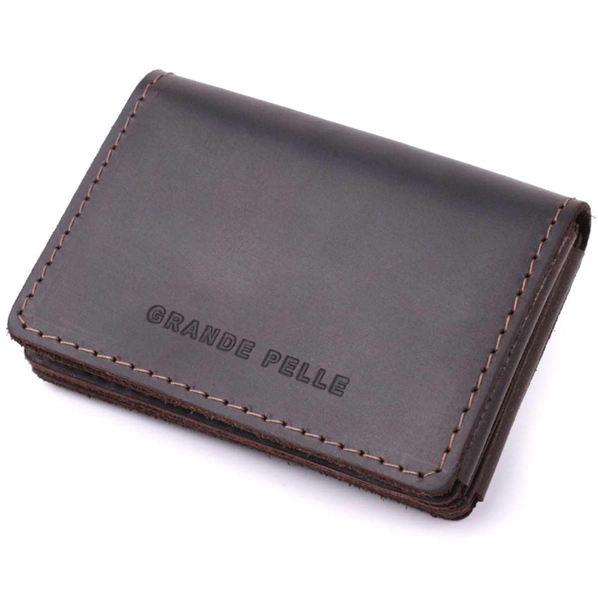 Стильна обкладинка на автодокументи у вінтажній шкірі GRANDE PELLE 22873 Темно-коричнева, фото 1