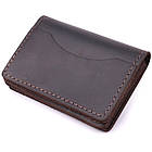 Стильна обкладинка на автодокументи у вінтажній шкірі GRANDE PELLE 22873 Темно-коричнева, фото 2