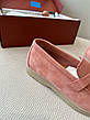 Жіночі рожеві кашемірові замшеві лофери Loro Piana Summer Walk з логотипом Лоро Піана LP, фото 6