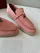 Жіночі рожеві кашемірові замшеві лофери Loro Piana Summer Walk з логотипом Лоро Піана LP, фото 8