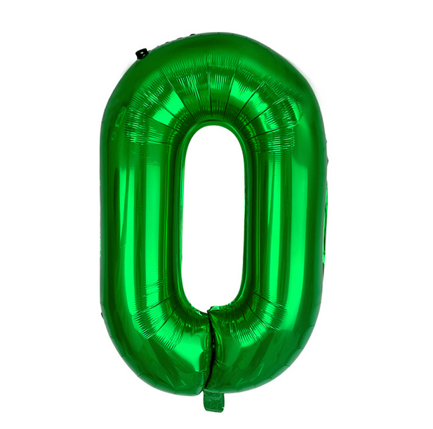 Фольгована куля цифра "0", зелена, 80 см. в упаковці., фото 1