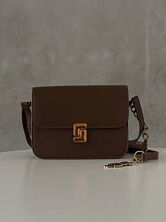 Сумочка через плече з ремінцем Коричневий класичний стиль