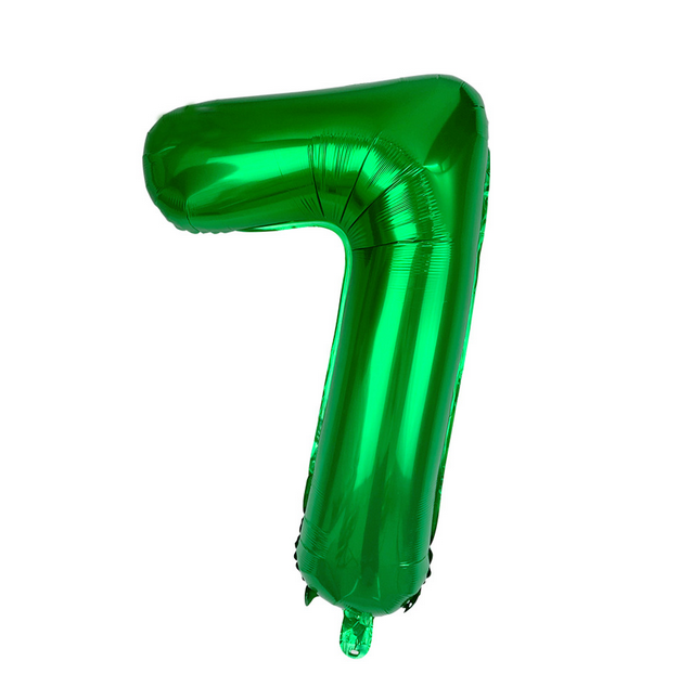 Фольгована куля цифра "7", зелена, 80 см. в упаковці., фото 1