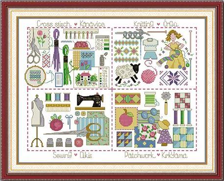 Набір для вишивання за нанесеною на канву схемою “Love Sewing ”. AIDA 14CT printed , 48*38см., фото 1
