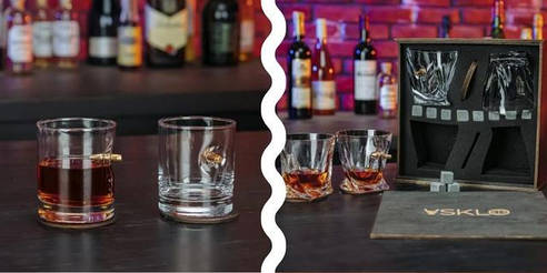 КЕЛИХІ ДЛЯ ВІСКІ З ВСТАВКОЮ І НАБОРИ