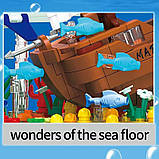 Акваріум із затонулим кораблем розвиваючий конструктор настільна декорація креативна та забавна модель піратського корабля, фото 7