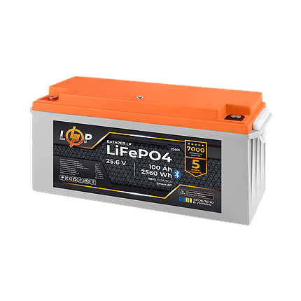 Акумулятор LP LiFePO4 25,6V - 100 Ah (2560Wh) (BMS 100A/50А) пластик Smart BT, фото 3