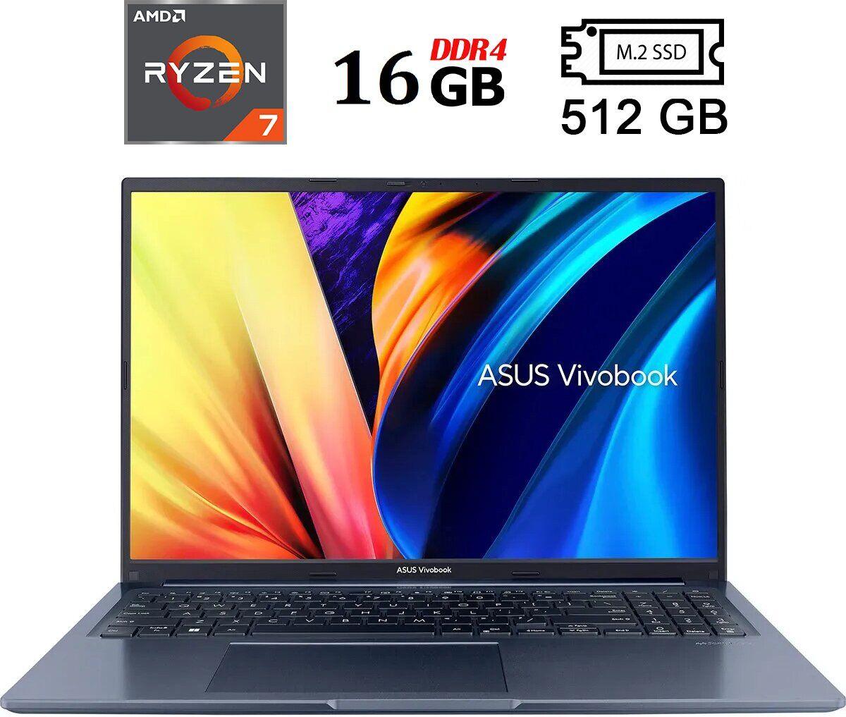 Ноутбук Asus Vivobook 16X M1603QA/ 16" (1920x1200)/ Ryzen 7 5800H/ 16 GB RAM/ 512 GB SSD/ Radeon RX Vega 8