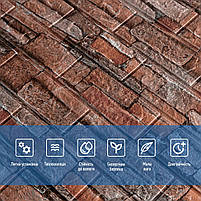 Самоклеюча декоративна 3D панель 700х770х5мм Червона цегла піщаник (058) SW-00000177, фото 4