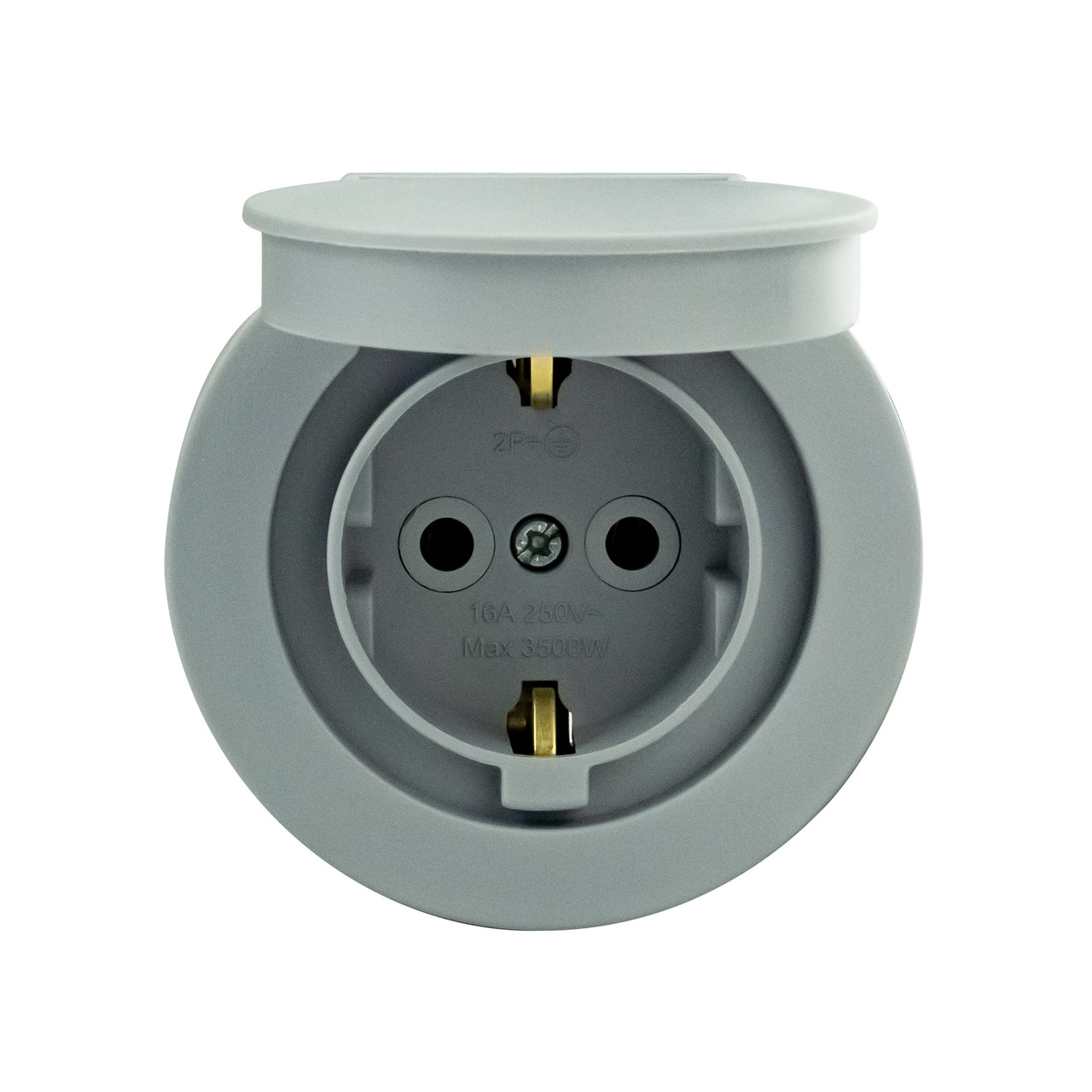 Розетка з заземленням з кришкою накладна сірий xOne